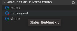 Apache Camel K Integrations view - Tooltips